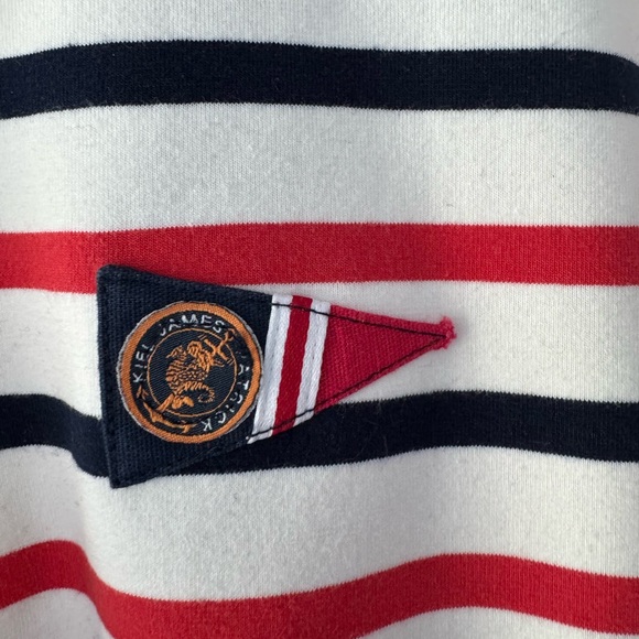 Men’s Kiel James Patrick Striped Half-Zip Sweater - White, Black, Red size xl - Picture 3 of 5